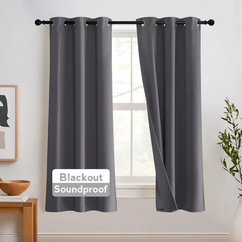 Vista 73 de RYB HOME Cortinas Divisoras Insonorizadas para Ventana de Sala de Estar, Cortinas de Ventana Inteligentes de Ahorro de Energía de 3 Capas Totalmente