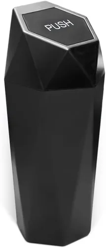 Cubo de basura para automóvil con tapa, mini cubo de basura portátil para automóvil, pequeño diseño de diamante a prueba de fugas, contenedores de