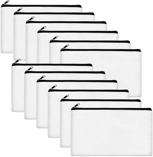Vista 23 de Legigo Bolsa de Lona en Blanco con Cremallera Estuche Bolsas de Maquillaje a Granel - Estuche de Lona Multiusos para Lápices con Cremallera