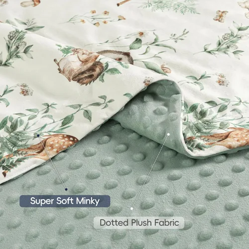 Vista 7 de PHF Minky - Manta de bebé para niños, 30 x 40 pulgadas, suave, de doble capa, con animales del bosque, manta de recepción para cama neutral, bebé
