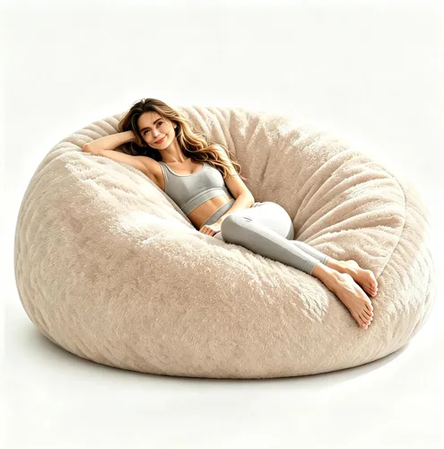 Puf para adultos, 3 pies, puf con relleno, de espuma viscoelástica, puf de felpa, mueble para sala moderna, adecuado para dormitorio, balcón