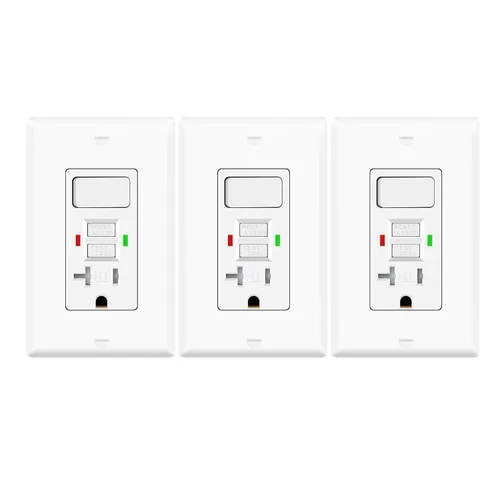 Vista 85 de Salida de receptáculo GFCI eléctrica Greencycle de 15 amperios, paquete de 5 salidas GFCI con indicador LED, resistente a la intemperie, grado