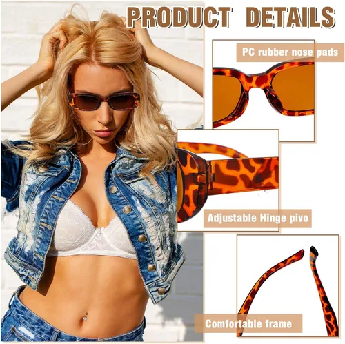Vista 3 de 36 gafas de sol rectangulares para mujer, gafas de sol retro de moda, gafas de sol vintage para conducir, gafas de sol de los años 90 para niñas