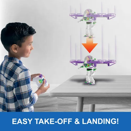 Vista 5 de Mattel Disney y Pixar Toy Story 5 Flying RC, Hi-Tech Edition Buzz Lightyear Control remoto Electronic Split Wing Space Ranger