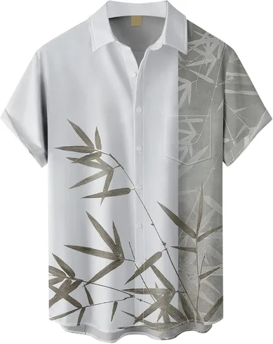 Camisa de manga corta con botones para hombre, de ajuste delgado, grande, a la moda, casual, corta, de lino