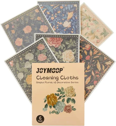 Vista 27 de JOYMOOP Esponja de cocina de dibujos animados, esponjas de celulosa para limpieza, esponjas antiarañazos para lavar platos, esponja reutilizable