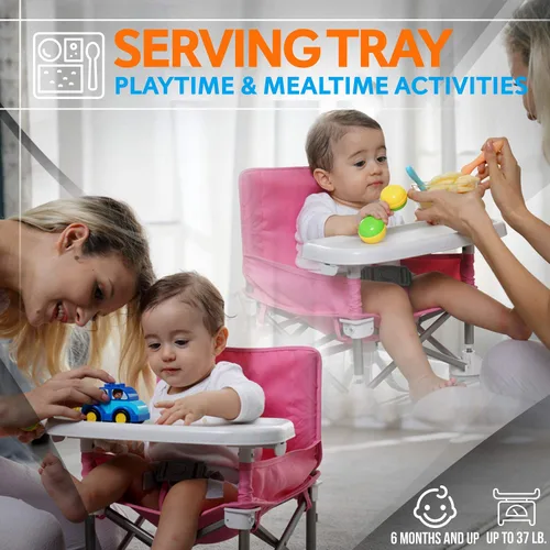 Vista 4 de SereneLife Asiento elevador de asiento de bebé - Asiento elevador para niños pequeños - Silla de alimentación plegable portátil para abrir
