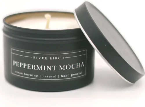 Vista 48 de River Birch Candles - Vela perfumada de almendra + miel, velas de soja de alta calidad, totalmente naturales, no tóxicas, vela de viaje de lata