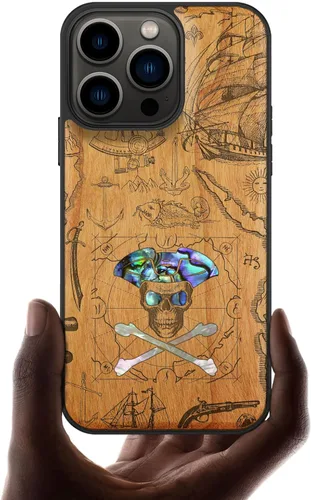 Carveit Funda protectora de madera de diseñador para iPhone 13 Pro (grabado de madera e incrustaciones de carcasa), funda de madera compatible con