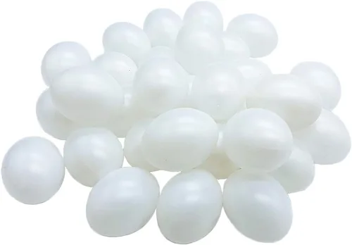 Paquete de 30 huevos de plástico blanco, huevo de Pascua falso, pollo artificial para manualidades, pintura, fiesta, decoración del hogar, niños,