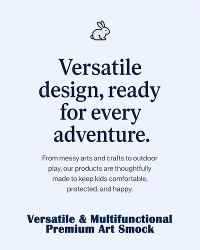 Vista 8 de Plie Kids Waterproof Art Smock – Long Sleeve Apron for Painting, Baking, Sensory Play (Ages 1–10)