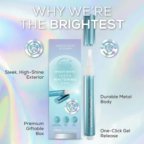 Vista 6 de Venus Visage Bolígrafo blanqueador dental (paquete de 1) – Gel blanqueador de dientes eficaz – Más de 10 usos – Fórmula profesional – Sabor menta