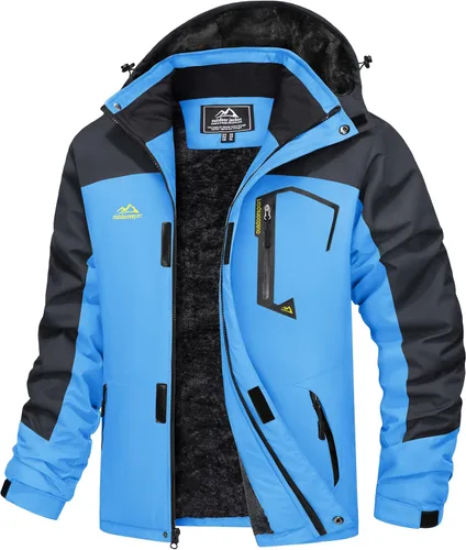 Vista 25 de MAGCOMSEN - Abrigos de invierno para hombre, chaqueta impermeable para esquí y nieve, chaqueta abrigada de forro polar, parka con capucha