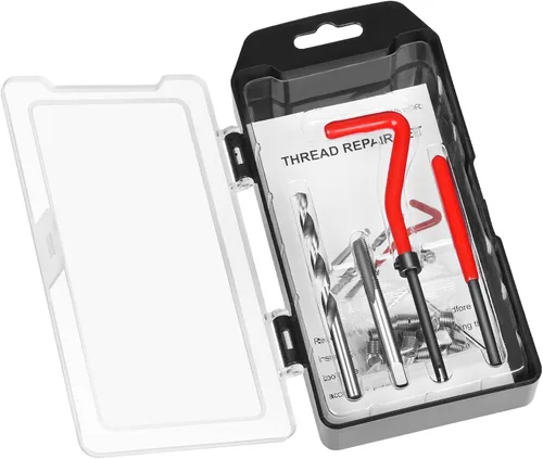 Vista 11 de Kit de reparación de roscas M5 X 0.8mm, kit de inserción de reparación de rosca métrica compatible con juego de herramientas manuales para roscas