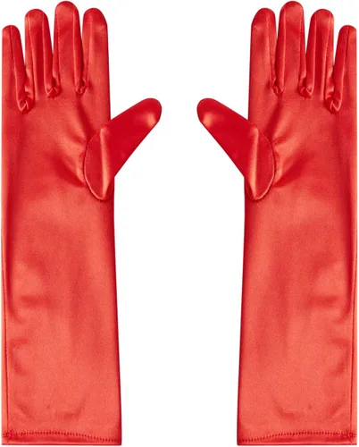 Vista 4 de Papoopy Guantes de satén para niñas para primera comunión, princesa, fiesta de té, disfraz de 3 a 12 años