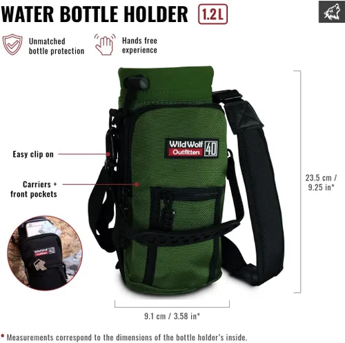 Vista 2 de Wild Wolf Outfitters El mejor soporte para botellas, número 1, para botellas de 1.18 litros. Lleva, protege y aísla tu cantimplora con este