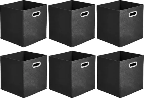 Vista 9 de Amazon Basics Contenedores organizadores de almacenamiento plegables, paquete de 6, 10.5 x 10.5 x 11 pulgadas, gris pardo