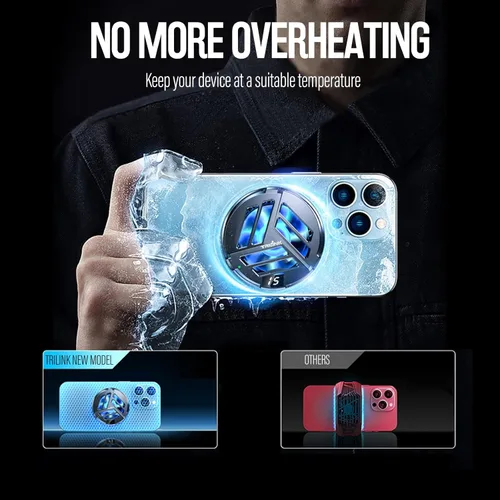 Vista 3 de TRILINK Enfriador magnético para teléfono con carga inalámbrica, ventilador de refrigeración de teléfono para iPhone/Android/iPad/Tablet - Radiador