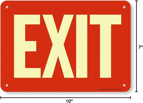 Vista 2 de SmartSign Letrero "Exit" Aluminio que brilla en la oscuridad de 7 x 10 pulgadas, fabricado en Estados Unidos