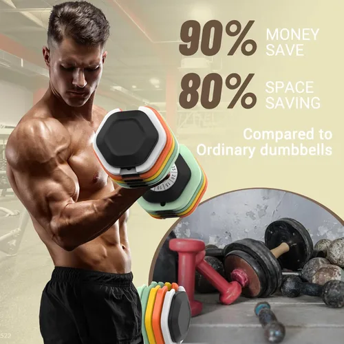 Vista 5 de 25/55 lbs Pair Adjustable Dumbbell, Fast Adjust Dumbbell Weight for Exercises Pair Dumbbells for Men and Women in Home Gym Workout Equipment