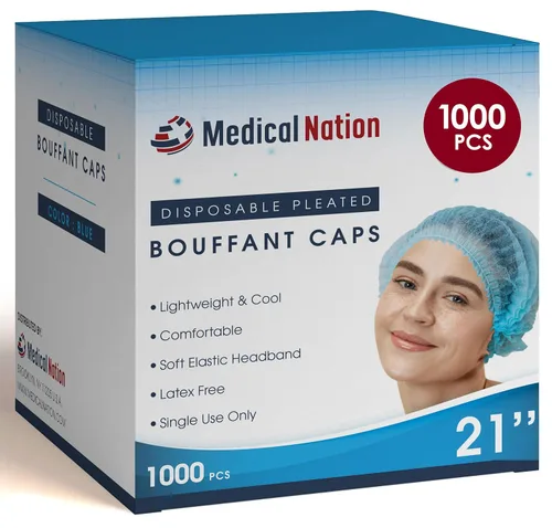 Vista 14 de Medical Nation Red para el cabello, redes plisadas desechables Blanco, 100 unidades Redes de pelo para servicio de alimentos, uso médico, redes
