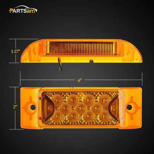 Vista 5 de Partsam 10 luces de marcador rectangulares ámbar de 2 x 6 pulgadas con reflector [aprobado por DOT], multifacéticas 6x2, rectángulo, para camión