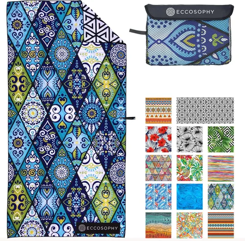 Vista 18 de ECCOSOPHY - Toalla de playa de microfibra a prueba de arena, de secado rápido, ligera, superabsorbente, perfecta para piscina, viajes, crucero