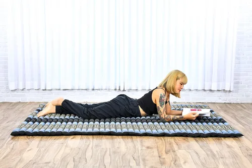 Vista 350 de Leewadee colchón tailandés enrollable para cama de invitados, tapete de yoga, para masaje tailandés, ecológico, orgánico y natural.