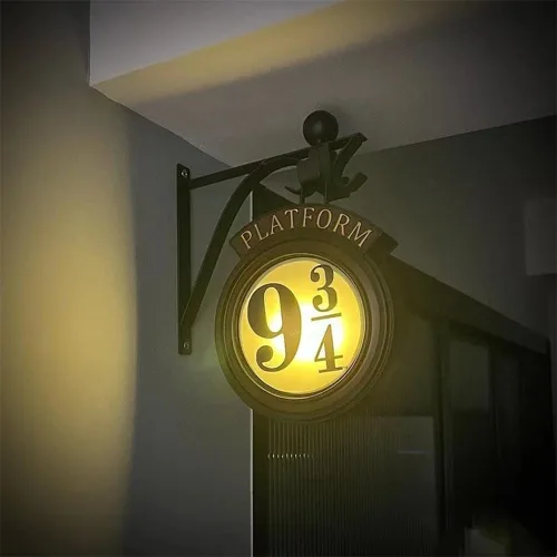 Luz Nocturna Vintage Plataforma 9 3/4, Luz Nocturna Colgante 9 ¾, Luces de Señalización Decoración del Hogar, Regalo para Fanáticos (RGB Remoto)