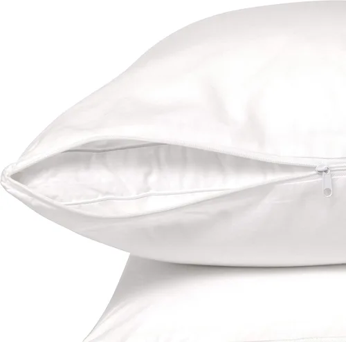 Vista 6 de Protectores de almohada de algodón con cremallera, fundas de almohada hipoalergénicas, fundas de almohada con cremallera, tamaño estándar 20 x 26