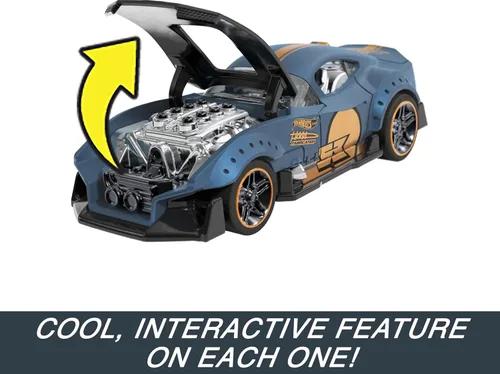 Vista 5 de Conjunto de 2 coches de juguete Hot Wheels Pull-Back Speeders en escala 1:43, coches de tracción hacia atrás y liberación, de alto rendimiento