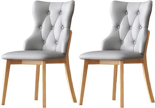Vista 16 de Upholstered Dining Chairs with Backrest,Kitchen Chairs Leather,Living Room Chair with Wood Legs for Home, Restaurant, Hotel, Conference Room, Grey