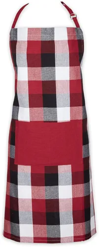 DII Tri-Color Check Collection - Delantal de cocina, color rojo cardenal