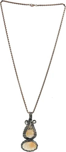 Vista 3 de Natural Gemstone Pendant Necklace - Handmade in India with Pure Copper Wire for Healing and Chakra Balance - 20" Chain