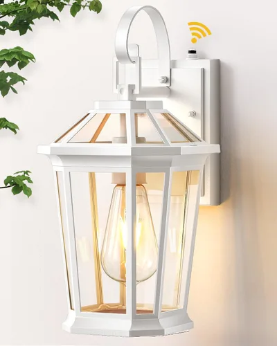 VIANIS Luces de porche para exteriores, luces de pared exterior del atardecer al amanecer, 100% aluminio antioxidante, impermeables, faroles blancos