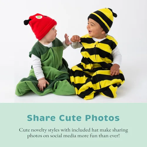 Vista 3 de Saco de dormir de forro polar para bebé, manta para bebé, saco de dormir y sombrero para recién nacido