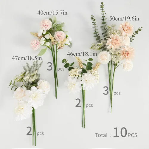 Vista 2 de Anna's Whimsy Ramos de flores artificiales, ramos de flores artificiales de seda para bodas, decoración de mesa del hogar, centros de mesa de boda