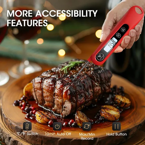 Vista 8 de DOQAUS Termómetro digital de carne, termómetro de lectura instantánea para alimentos, sonda de cocina con retroiluminación, sonda de temperatura