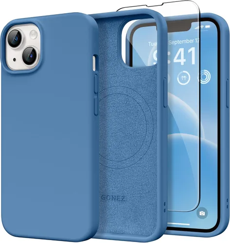 Vista 81 de GONEZ Funda magnética para iPhone 14, compatible con Magsafe, con protector de pantalla + protector de cámara, forro de microfibra antiarañazos