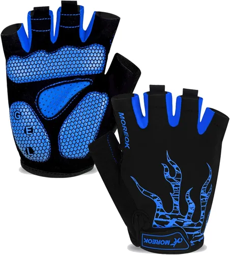 MOREOK - Guantes para bicicleta de montaña (MTB) y ciclismo de descenso (DH), para hombres, de medio dedo, con almohadilla de gel que absorbe los