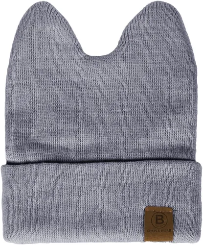 Vista 3 de BASICO Gorro de punto unisex para bebés y niños, con orejas de conejo, con orejas de gato, lindo gorro elástico y cálido
