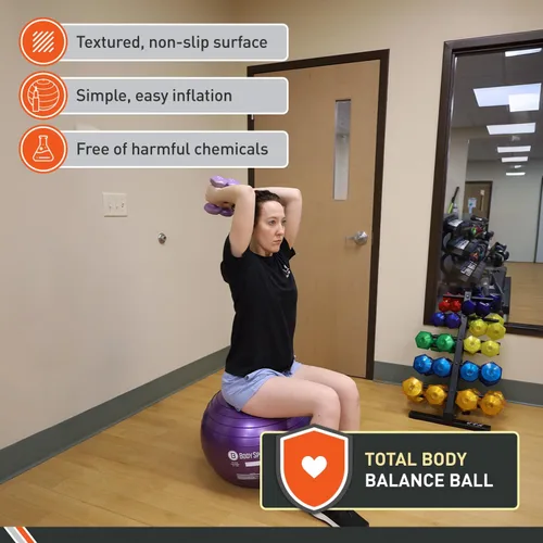 Vista 3 de Body Sport Slow Release Pregnancy Exercise Ball with Pump for Home & Gym - Exercise Equipment for Yoga, Pilates, Stability, Pregnancy, and Core