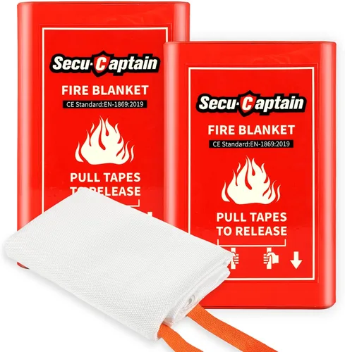 Vista 9 de SecuCaptain Manta de emergencia contra incendios para el hogar, paquete de 2 mantas ignífugas extragrandes de 60 x 60 pulgadas con pestañas