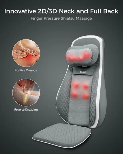 Vista 2 de ALLJOY Almohadilla masajeadora para silla de espalda, masajeador Shiatsu, masajeador de espalda, cojín de masaje de espalda para silla con calor