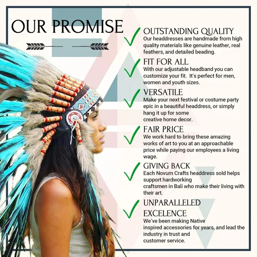Vista 6 de Novum Crafts Tocado de plumas Inspirado en indios nativos americanos Elige