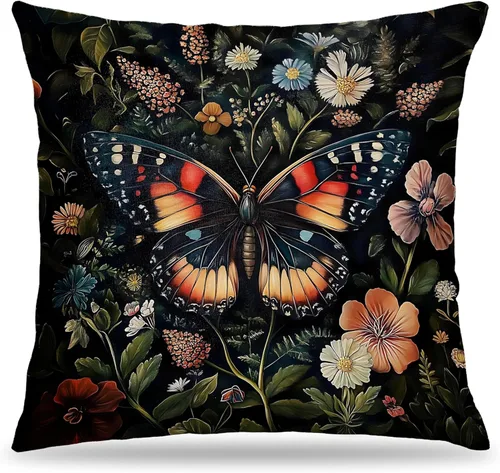 Vista 48 de Juego de 2 fundas de almohada de 18 x 18 pulgadas inspiradas en William Morris, estilo Art Deco, fundas decorativas de almohada con diseño de búho