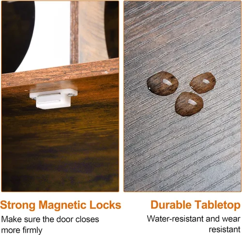 Vista 6 de Heybly Árbol para Gatos, Caja de Arena de Madera con Estación de Comida, Muebles para Gatos de Interior Todo en Uno con Plataforma Grande