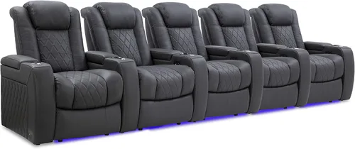 Vista 41 de Valencia Tuscany - Asiento de cine en casa, sillón reclinable eléctrico de piel de napa con espuma viscoelástica de gel frío, carga USB-C/USB-A