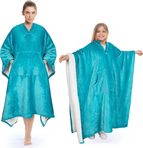 Tirrinia Poncho Blanket Super Soft Comfy Plush Wearable Fleece 2-in-1 Blanket for Adult Women Men Kids