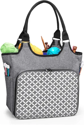Vista 10 de YARWO Bolsa de punto, organizador de almacenamiento de hilo para madejas de hilo, agujas de tejer, ganchos de ganchillo y proyectos de tejido